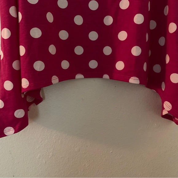 LuLaRoe Melissa Pink Polka Dot Sharkbite Top - XXS NWT - Picture 6 of 8